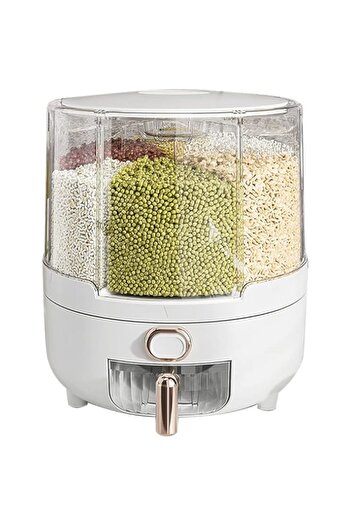 Generic AHOUGER 2023 Cereal Dispenser Lentil Dispenser, Rotating Grain Dry Food Dispenser Storage with 6 Com