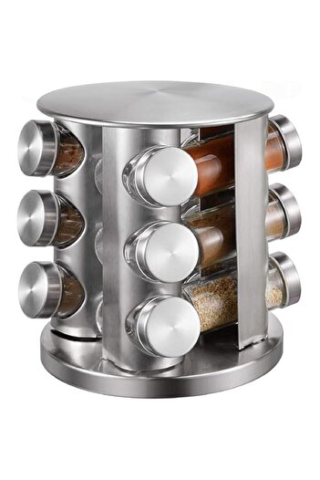 Generic AMERTEER 12-Glass Bottle Deluxe Spice Rack with Jars, Rotating Rack Organizer, Spinning Spice Rack f