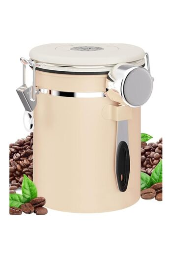 Generic U-HOOME Airtight Coffee Canister,Stainless Steel Coffee Bean Food Storage Container w/Scoop & Date T
