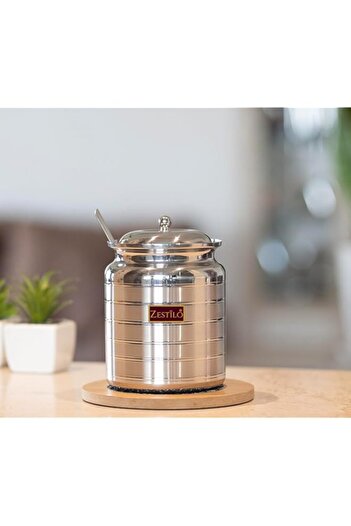 Generic ZESTILO Oil Dispenser, Ghee Pot, Ghee Container, Oil Pot, Ghee Pot with Spoon, Platinum Finish (750