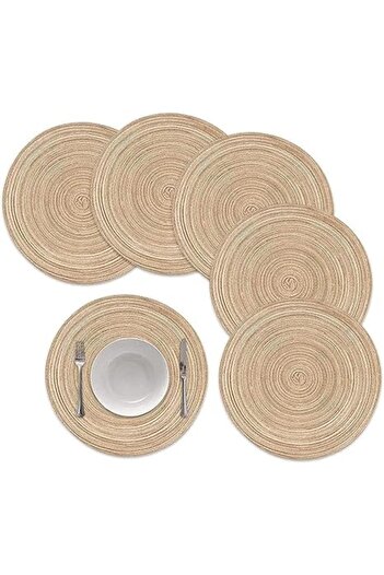 Generic Sulfar Round Braided Placemats Set of 5PCS Round Table Mats Woven Heat Resistant Table Mats for Dini