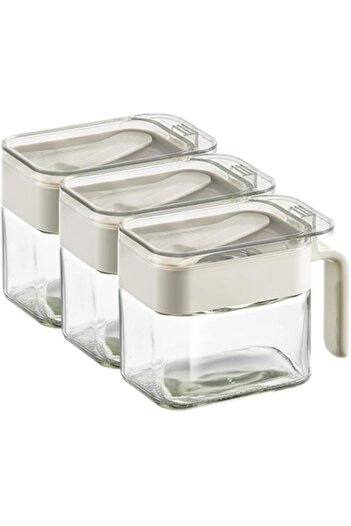 Generic Paporich Condiment Jar Spice Container, Seasoning Box with Handle, Glass Seasoning Box with Spoon Du