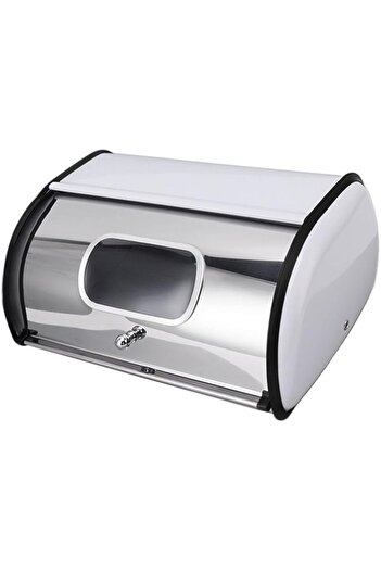 Generic Airshi Metal Bread Box, Multi Purpose Bread Holder Large Capacity Sleek Mirror Finish Roll Top Bread