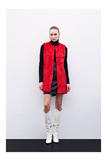 LC Waikiki Pocket Detailed Plush Vest Red