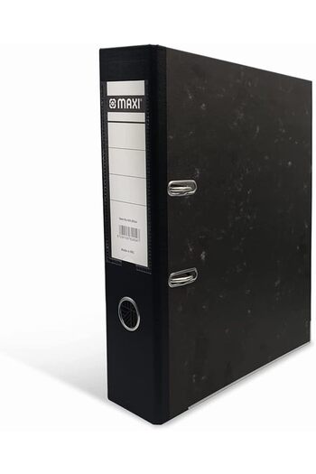 Generic Lever Arch File F/S Broad Black,75mm wide spine holds up to 500 A4 sheets (80 gsm) with replaceable