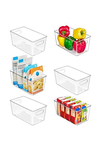 Generic Vtopmart Clear Plastic Pantry Organizer Bins, 6 PCS Food Storage Bins with Handle for Refrigerator,