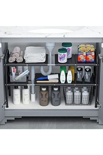 genric Angju Under Sink Kitchen Rack Expandable Cabinet Shelf Organizer Rack with Removable Panels for Kitc