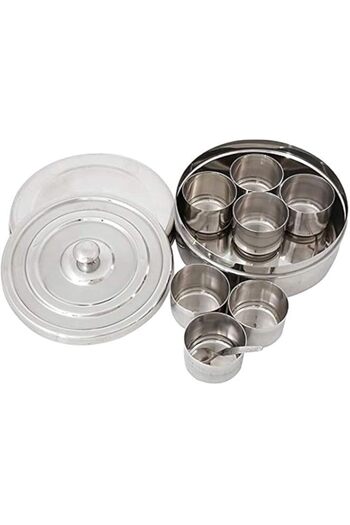 genric Raj Stainless Steel Catering Spice Storage Box, 8.2 cm, MD0M01 - Masala Box , Masala Petti ,Spice Bo