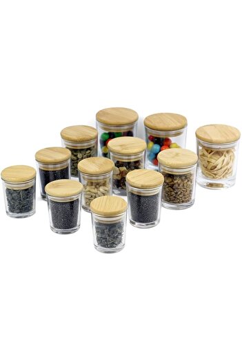 genric AL WARA BOTTLES Glass Storage Jar with Wooden Lids Food Jars Kitchen Food Storage Containers For Tea
