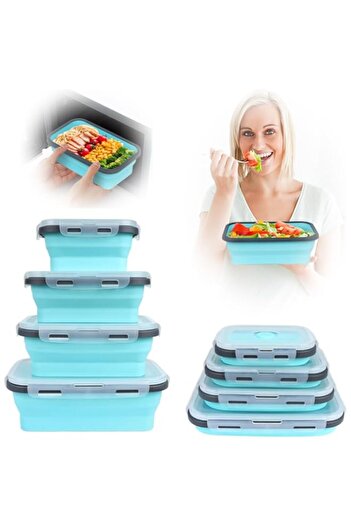 genric ELECDON Set of 4 Collapsible Silicone Food Storage Containers, Ktichen Foldable Storage Bowls with A