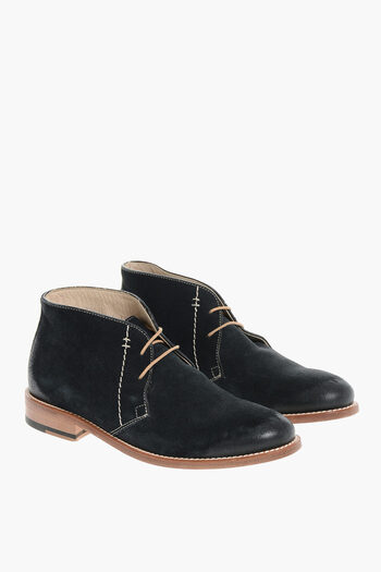 Corneliani Suede Derby Shoes With Contrasting Strings