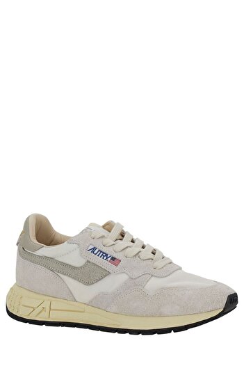 AUTRY 'Reelwind' Grey Low Top Sneakers With Logo Patch In Leather And Suede Woman