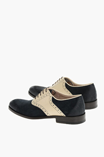 Corneliani Two-Tone Suede And Leather Quarter Brogues Oxford Shoes