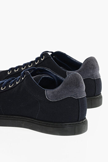 Corneliani Cc Collection Fabric Low Top Sneakers With Suede Trims