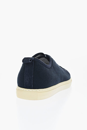Corneliani Id Solid Color Suede And Fabric Low-Top Sneakers