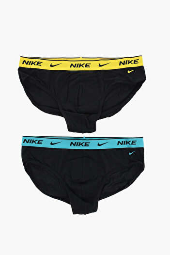 Nike Set Of 2 Stretch Cotton Briefs With Logoed Elastic Band