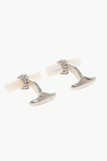 Corneliani Brass Cufflinks With Mother Of Pearl Detail
