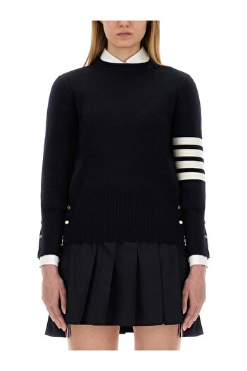 THOM BROWNE Tricou cu cusături Milano și 4 bare