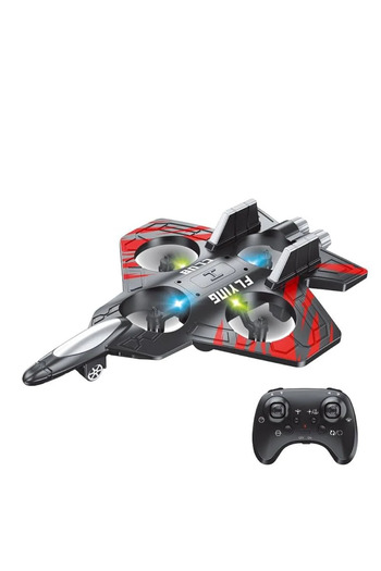 LOCK Airplane Drone, Fighter Jet RC Drone with LED Lights, Easy to Fly Quadcopter for Beginners