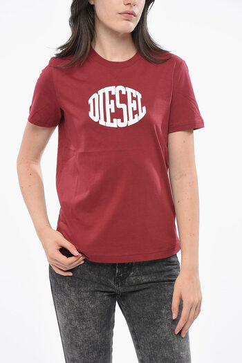 Diesel Crew Neck Cotton T-Shirt With Embossed Logo