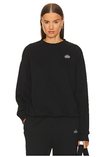 HepsitrentStore Black Oversize Crew Neck Long Sleeve Sweatshirt