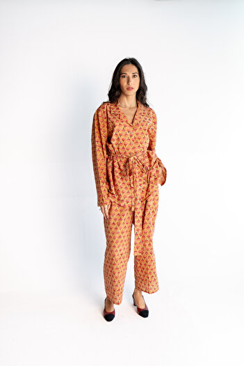 Sobia Gulzad Brown Tie Top Block Print Set