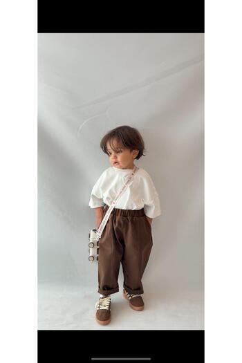 bohemiankids baby wear Kahve Gabardin pantolon beli lastikli