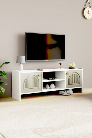 interGO Molde Bohem Tv Sehpası MDF Membran Kapaklı Raflı Tv Ünitesi Televizyon Sehpası