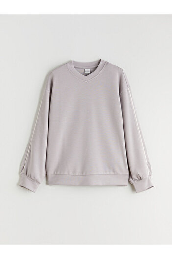 LC Waikiki V-Neck Girls' Sweatshirt and Sweatpants