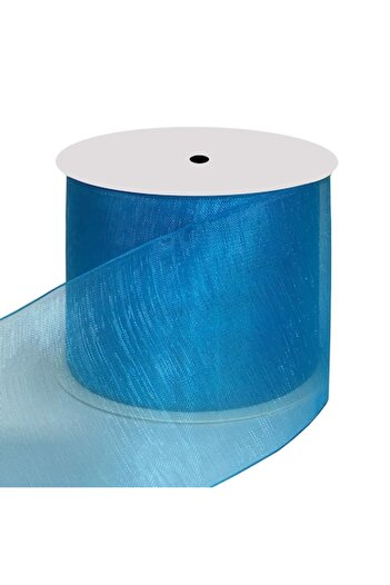 Creativ Deco Plus Panglică de organza, lățime 4 cm, culoare albastră, rolă 40 m