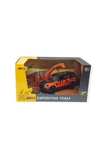 Budi Pull and Drop Vehicle and Dinosaur Play Set - 6843-2D- Orange