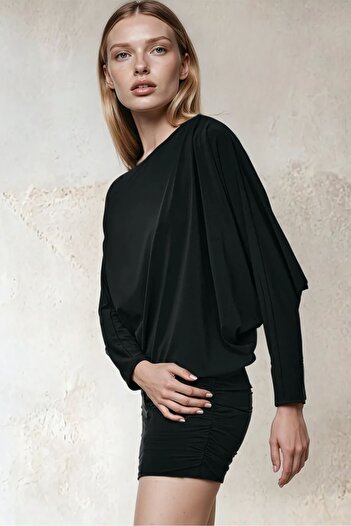 World Fashion Trends 9193 Asymmetrical Neckline Stretchy Short Dress