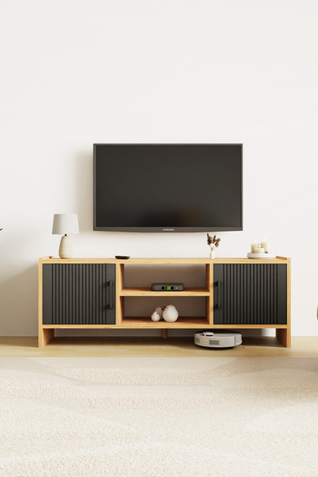 interGO Molde Modern Tv Sehpası MDF Membran Kapaklı Raflı Tv Ünitesi Televizyon Sehpası