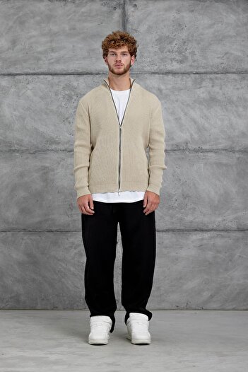 NOMARC Krem Mrk Full Zip Knitwear