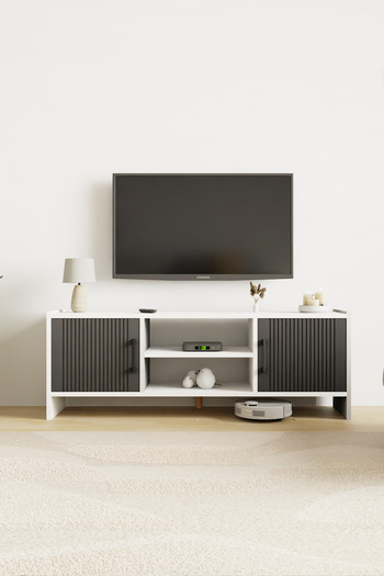 interGO Molde Modern Tv Sehpası MDF Membran Kapaklı Raflı Tv Ünitesi Televizyon Sehpası
