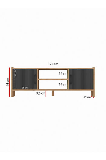 interGO Molde Modern Tv Sehpası MDF Membran Kapaklı Raflı Tv Ünitesi Televizyon Sehpası