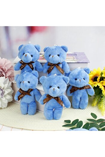 Wolawood Yumoş Mini Peluş Ayıcık 5’li Set Tatlı Şirin Sevimli Bebek Ayı Çanta Süsü Anahtarlık Hediyelik Takım