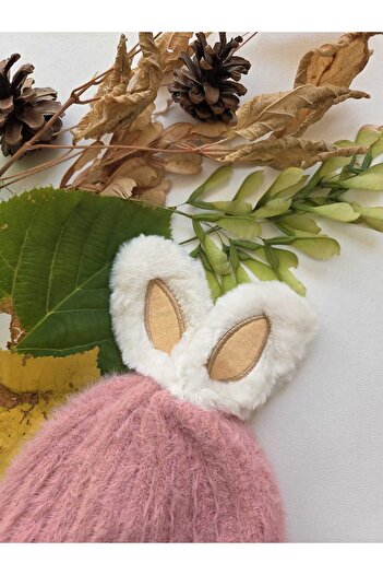 Baharda Nova Unisex Kışlık Pofuduk Bebek Çocuk Polar Astarlı Triko Şapka Bere
