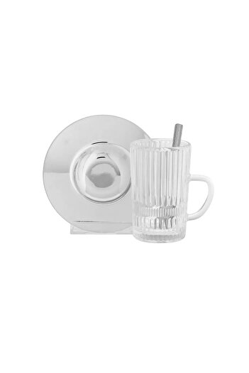 casa rosa 18-piece glass tea set with stainless steel saucer