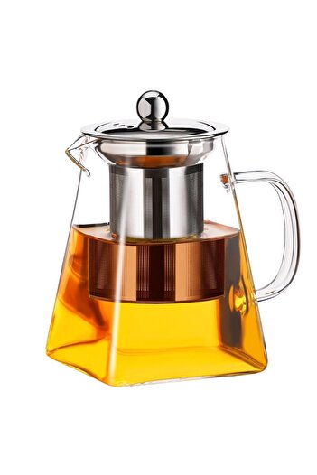 PUFO Infuzor de ceai exclusiv din sticlă cu filtru și capac metalic, 700 ml, transparent