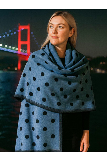 fiore fashion Modal Cashmere Double Sided Shawl Light Blue