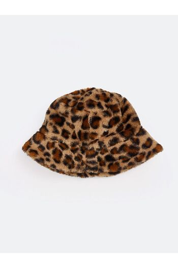 LC Waikiki Leopard Patterned Fur Women's Bucket Hat