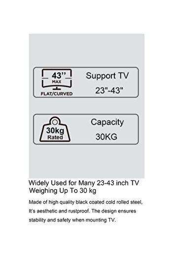 DATMAN Fixed TV wall mount, Diagonal 23 - 43" inch (58 - 110 cm), Max 30 kg, 24 mm profile