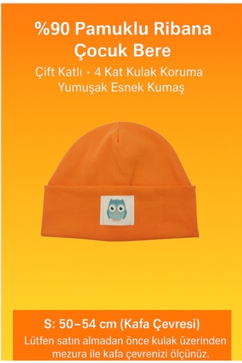 Mustran Baby Kids Beanie Ribbed Cotton Winter Soft Hat Double Layer Ear Gift