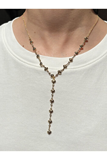 Eylülün Takısı Women's Gold Color Heart Model Y Necklace