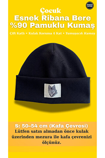 Mustran Baby Kids Beanie Ribbed Cotton Winter Soft Hat Double Layer Ear Gift
