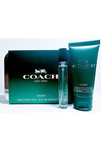 Coach Green For Men Cologne 2 Pcs Travel Set - 0.25 Oz EDT Spray & 1.0 Oz Shower