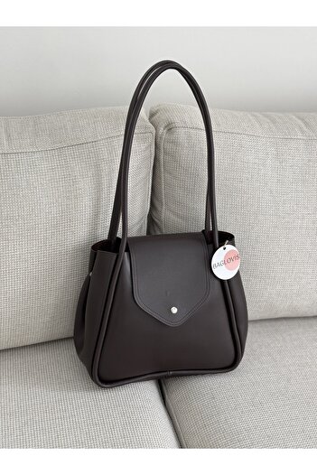 BAGLOVİS Large Brown Women's Shoulder Bag with Long Strap Detail En40 Boy28