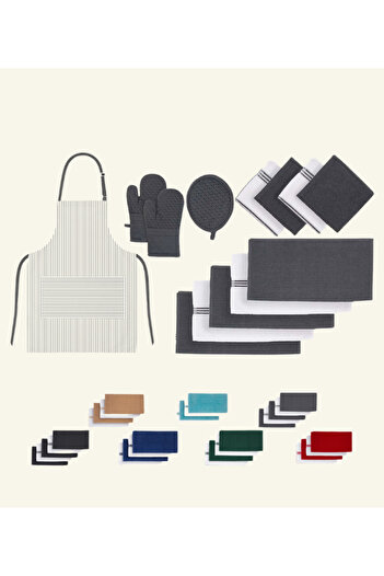 Cloud Scape Linen 12-Piece Kitchen Essentials Set – Absorbent Dishcloths & Kitchen Towels, Non-Slip Silicone Grip