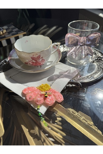 Hatice sakallı design 1 Adet Pembe Fiyonklu üfleme Cam Bardak ( Fiyonk yapıştırma Değil)